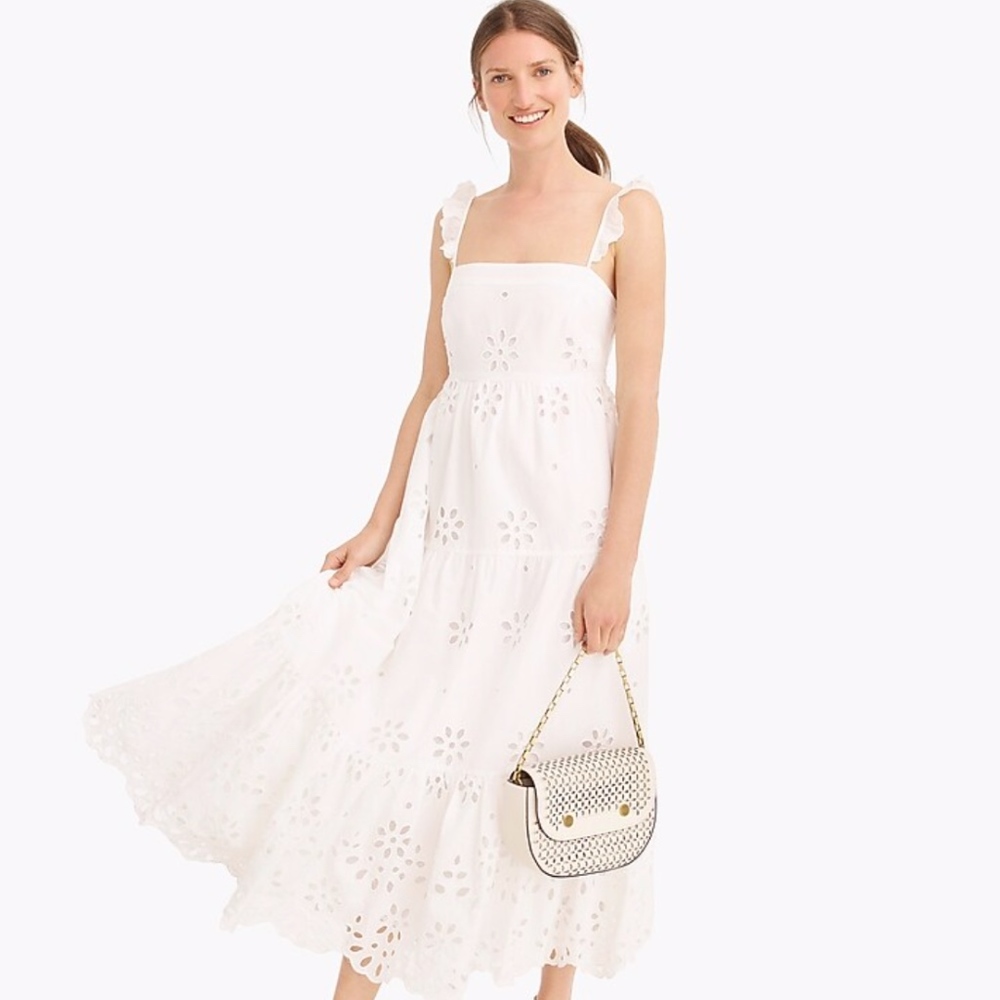 J. Crew White Eyelet Maxi Dress